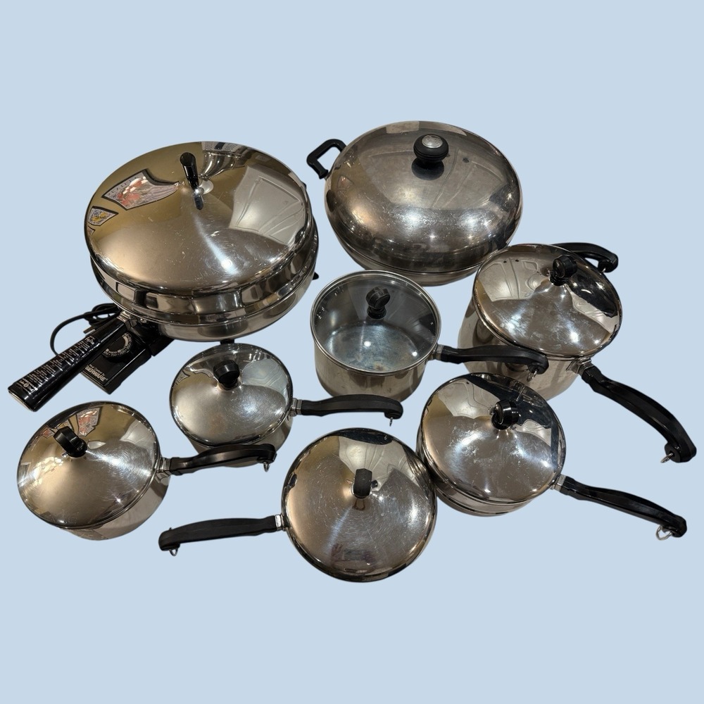 16 Piece Vintage‎ Farberware Aluminum-Clad Pot Set Electric Skillet Wok w/ Lids